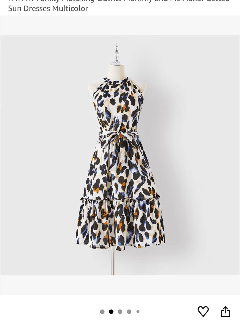 Mom and Me Halter Neck Animal Print Tie-Waist Dress - Multicolor